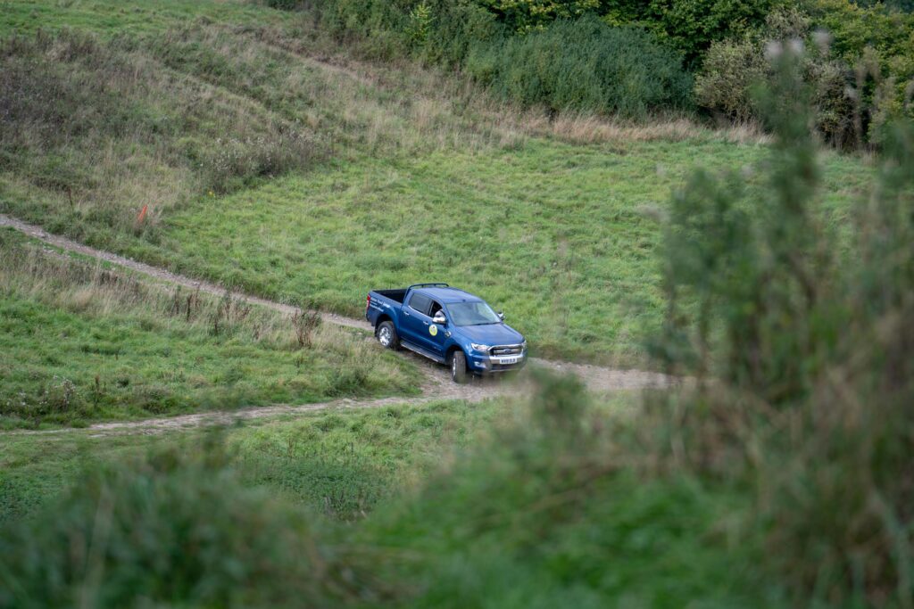 Ford Ranger pick up truck off road at work