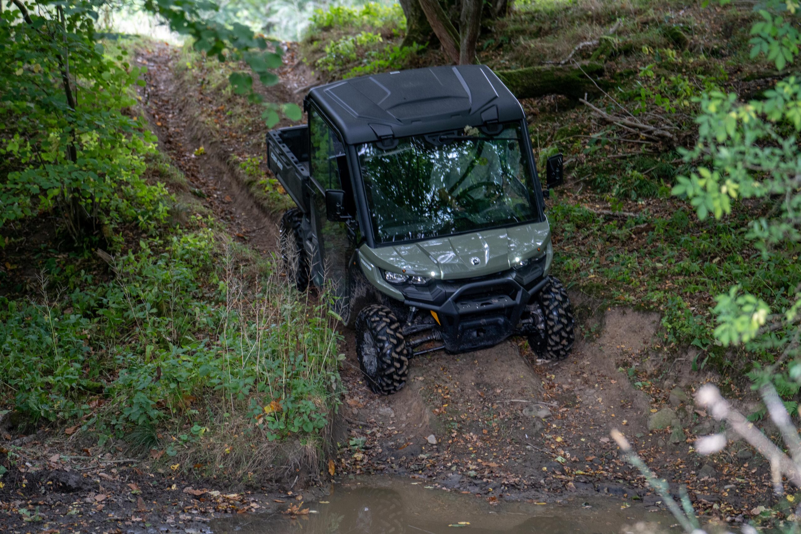 Can-Am UTV approaching water splash